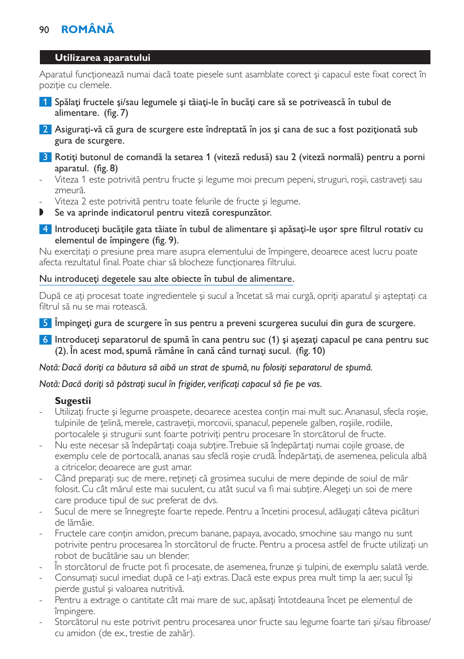 Sugestii | Philips HR1865 User Manual | Page 90 / 144