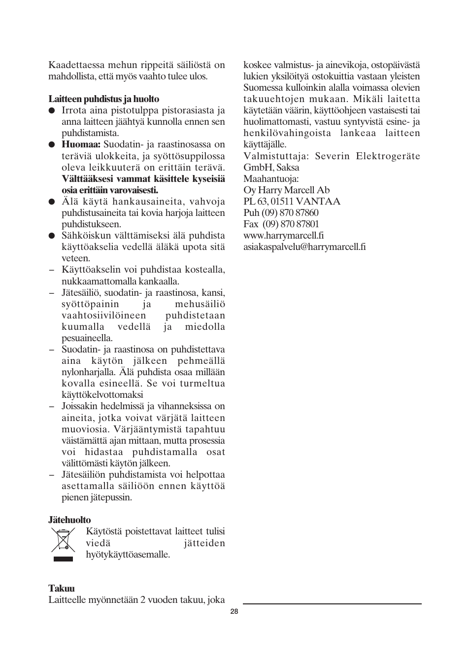 SEVERIN ES 3559 User Manual | Page 30 / 41