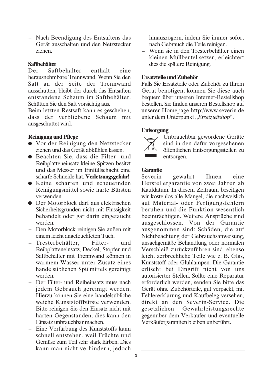 SEVERIN ES 3559 User Manual | Page 5 / 41