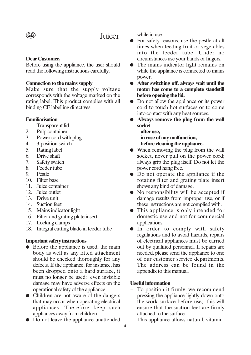Juicer | SEVERIN ES 3559 User Manual | Page 6 / 41