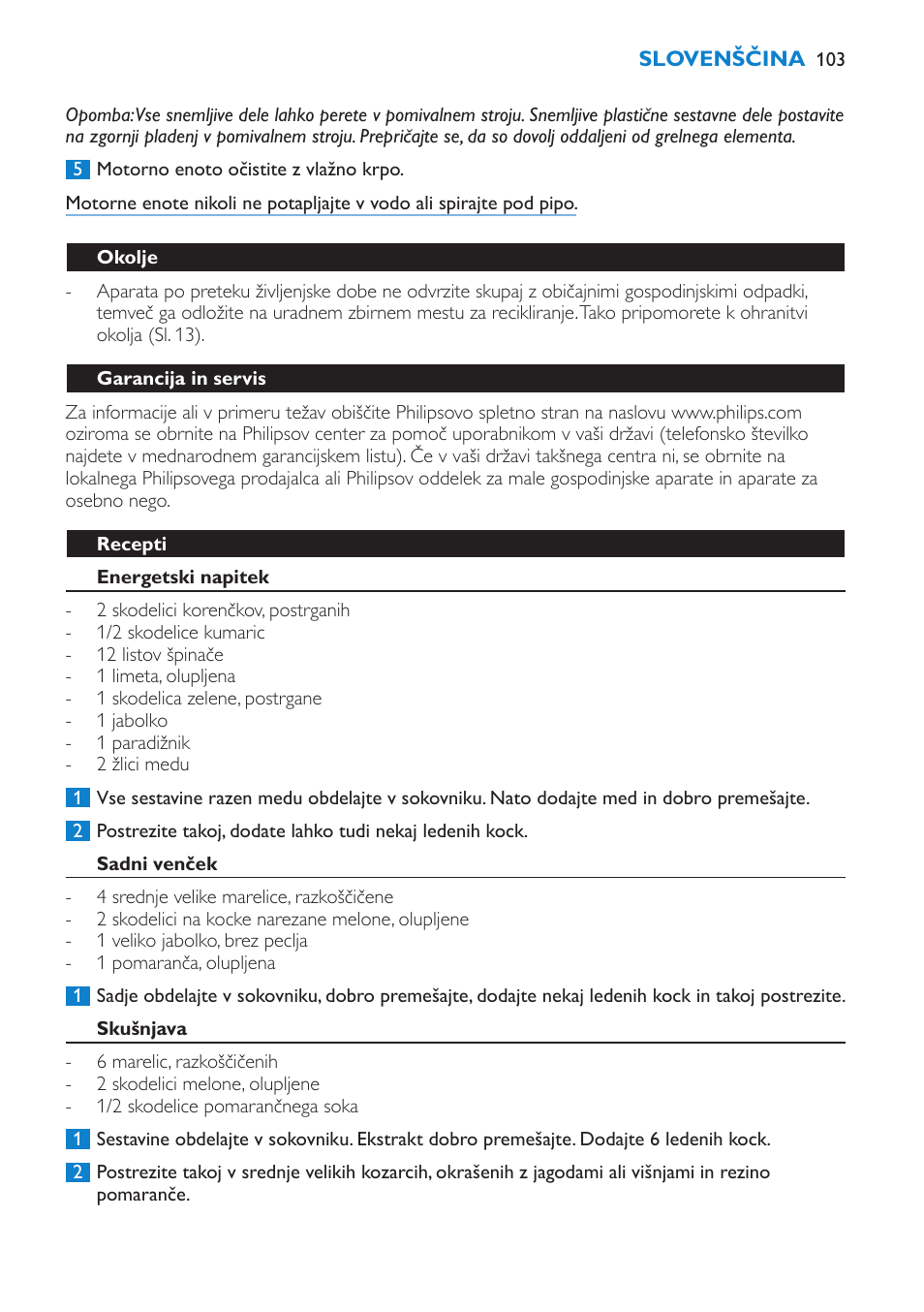 Philips HR1861 User Manual | Page 103 / 124