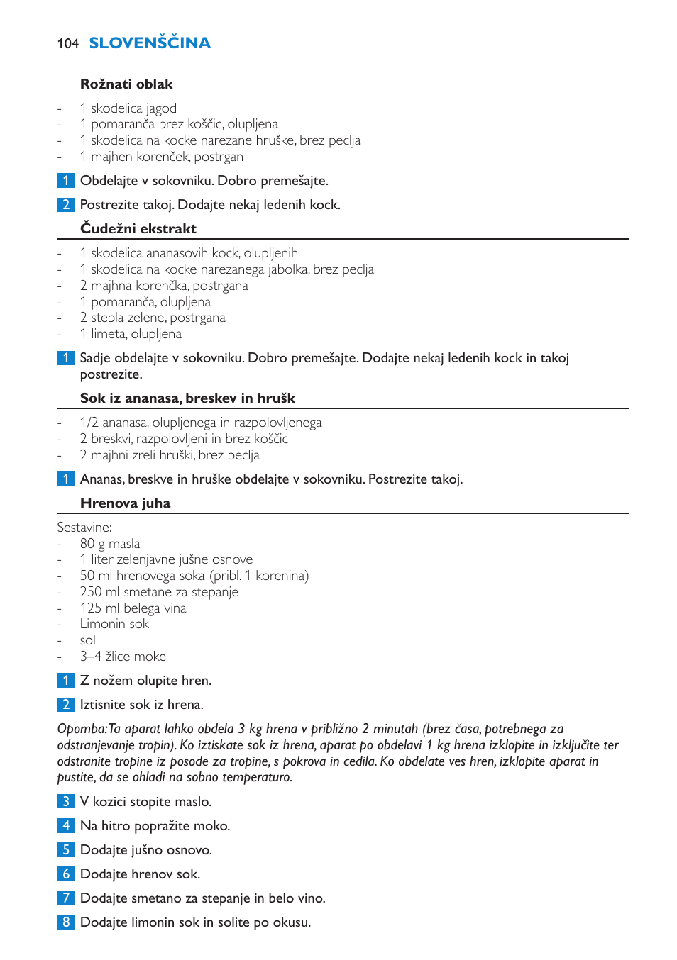 Philips HR1861 User Manual | Page 104 / 124