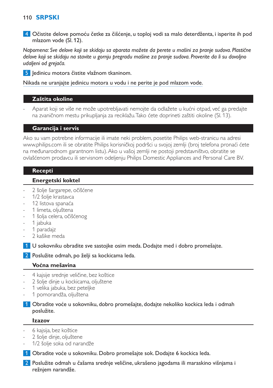 Philips HR1861 User Manual | Page 110 / 124