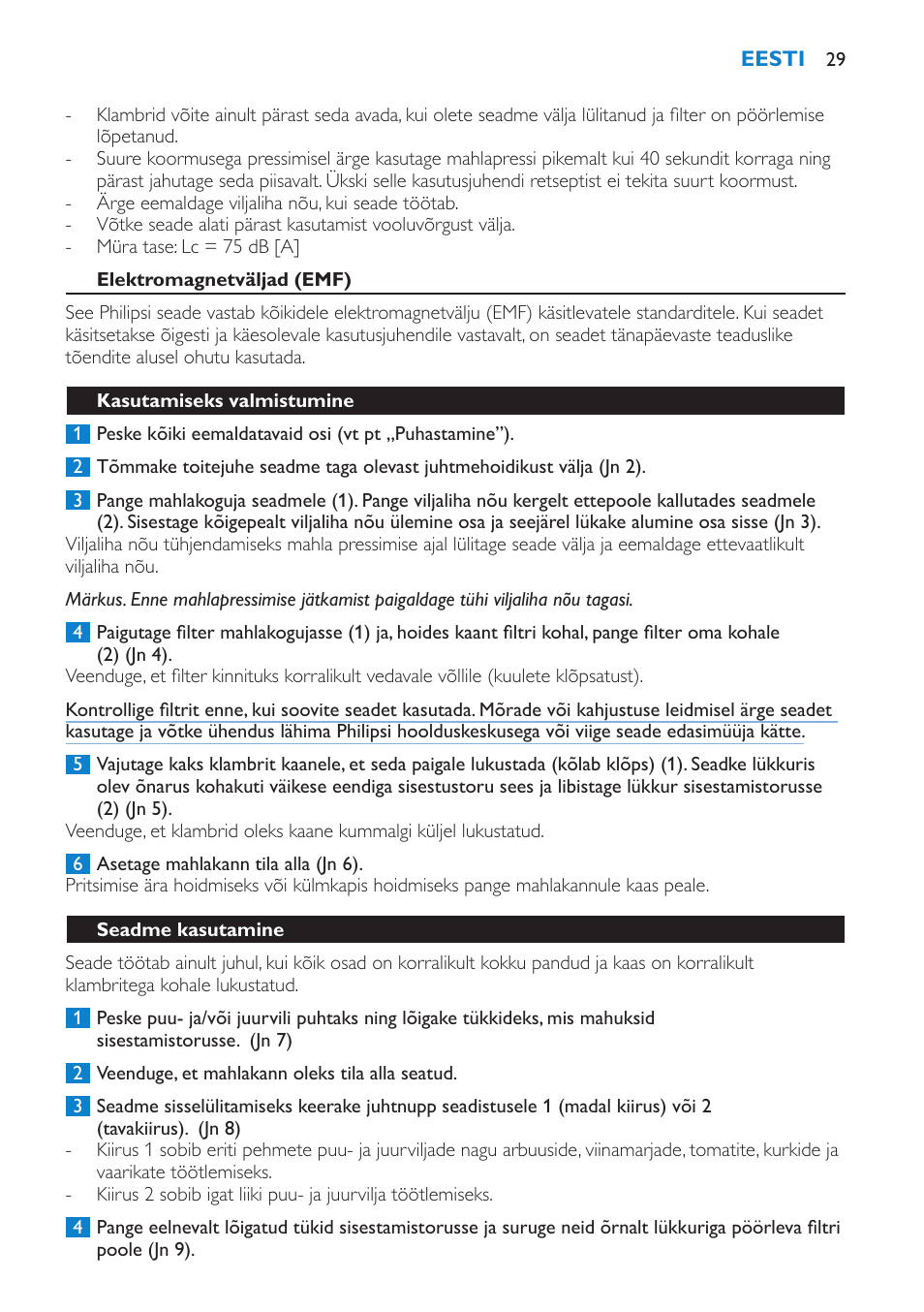 Philips HR1861 User Manual | Page 29 / 124