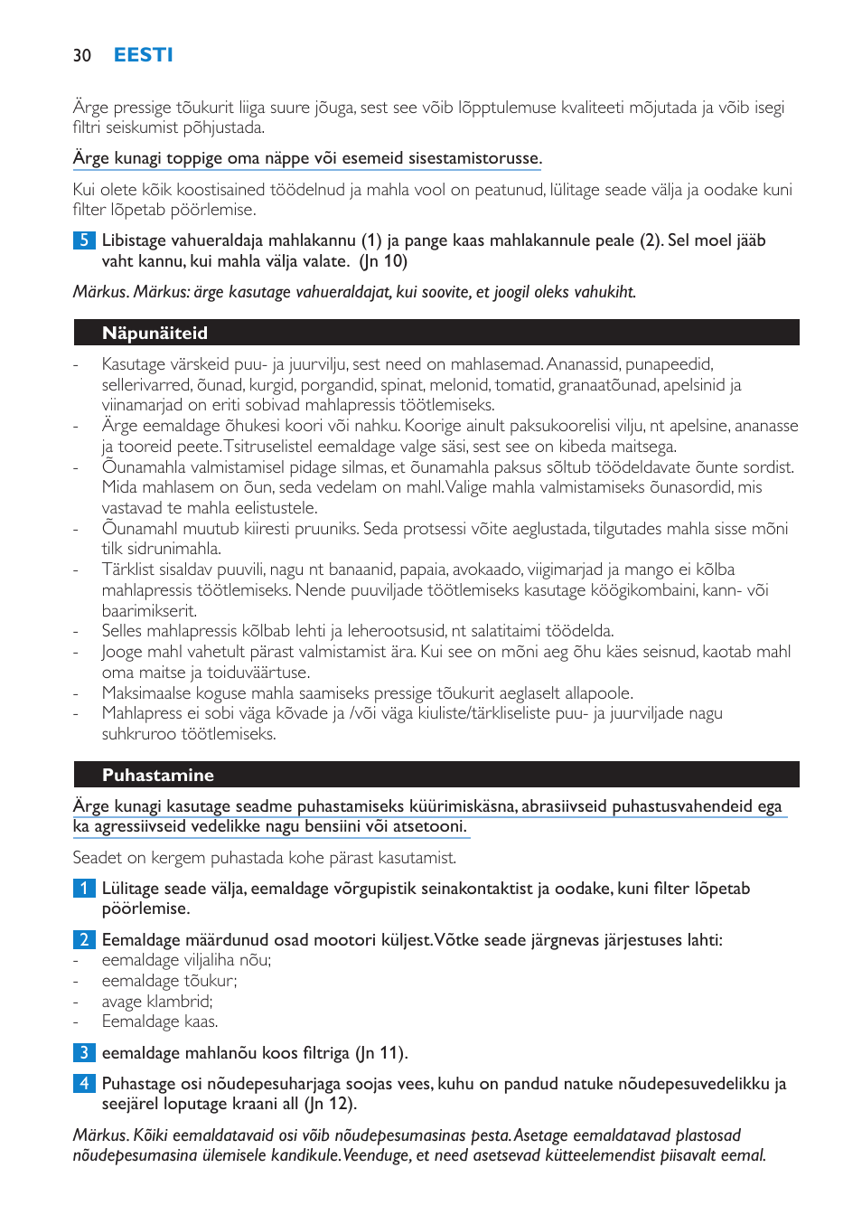 Philips HR1861 User Manual | Page 30 / 124