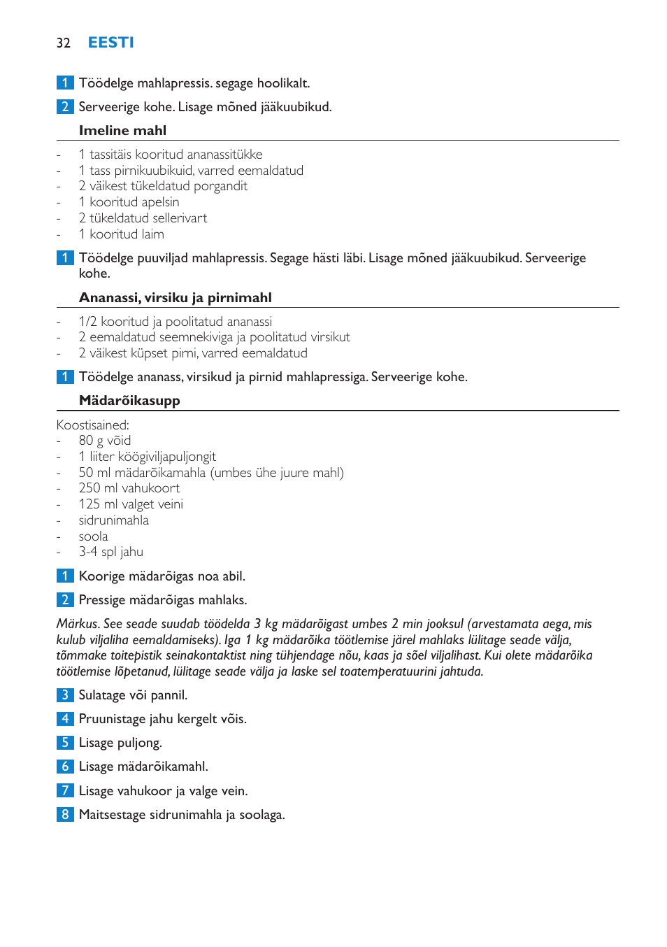 Philips HR1861 User Manual | Page 32 / 124