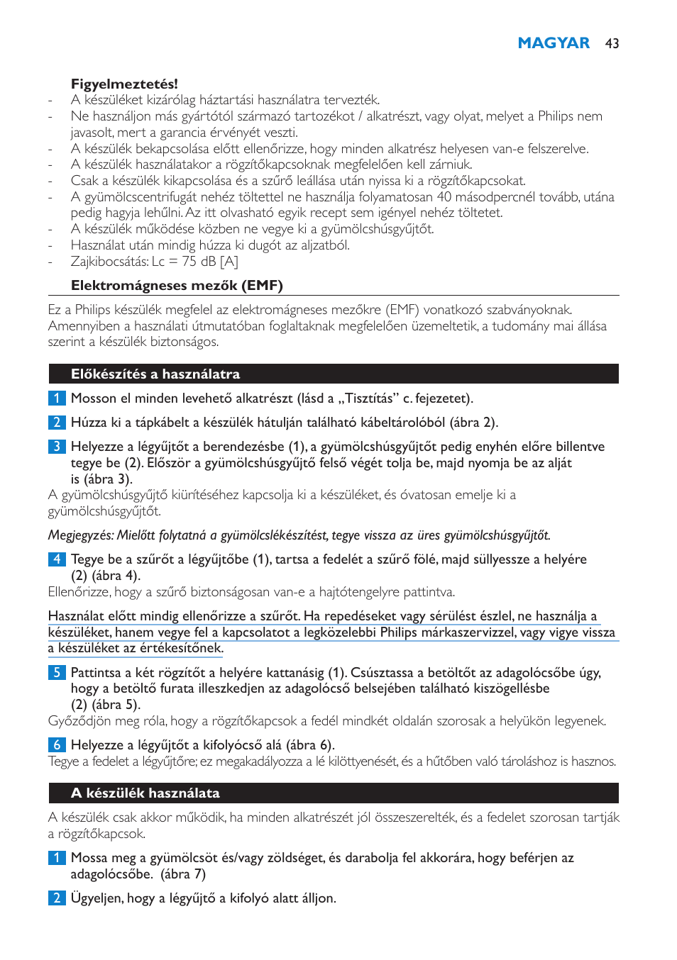 Philips HR1861 User Manual | Page 43 / 124