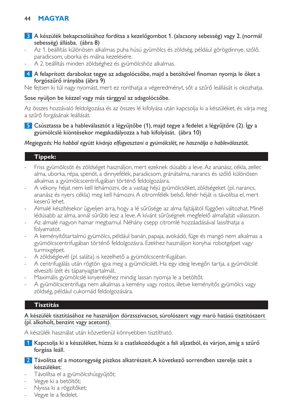 Philips HR1861 User Manual | Page 44 / 124