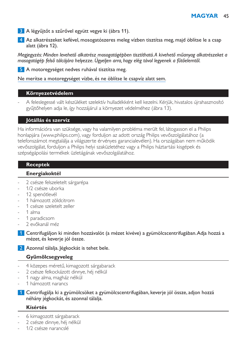 Philips HR1861 User Manual | Page 45 / 124