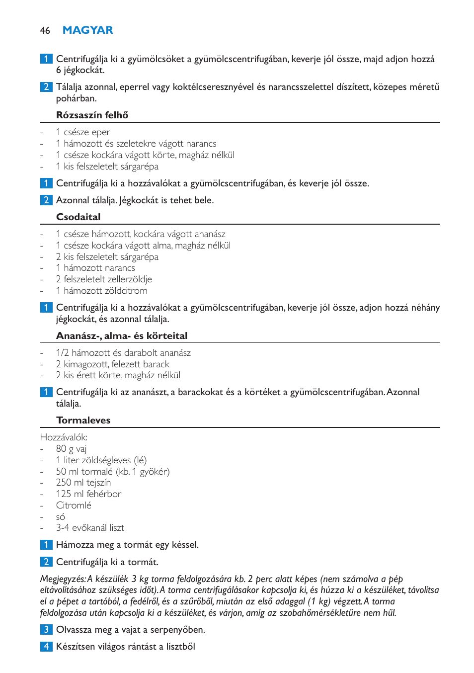 Philips HR1861 User Manual | Page 46 / 124