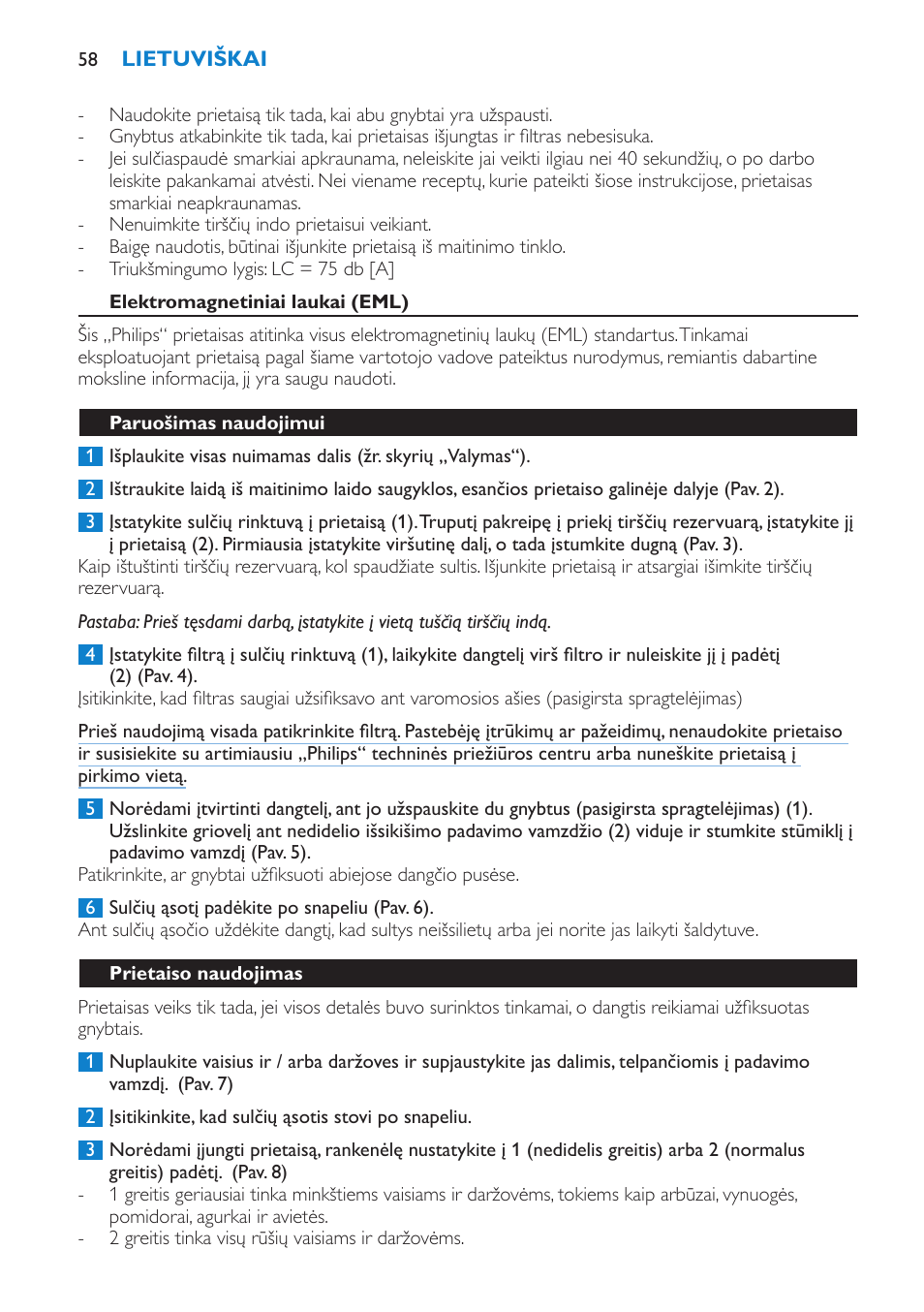 Philips HR1861 User Manual | Page 58 / 124