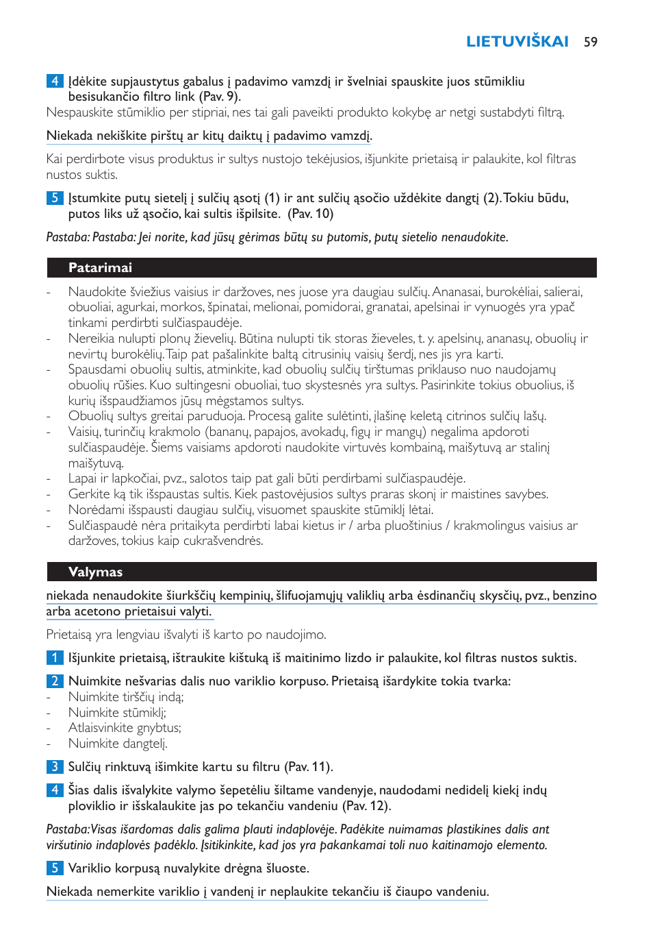 Philips HR1861 User Manual | Page 59 / 124
