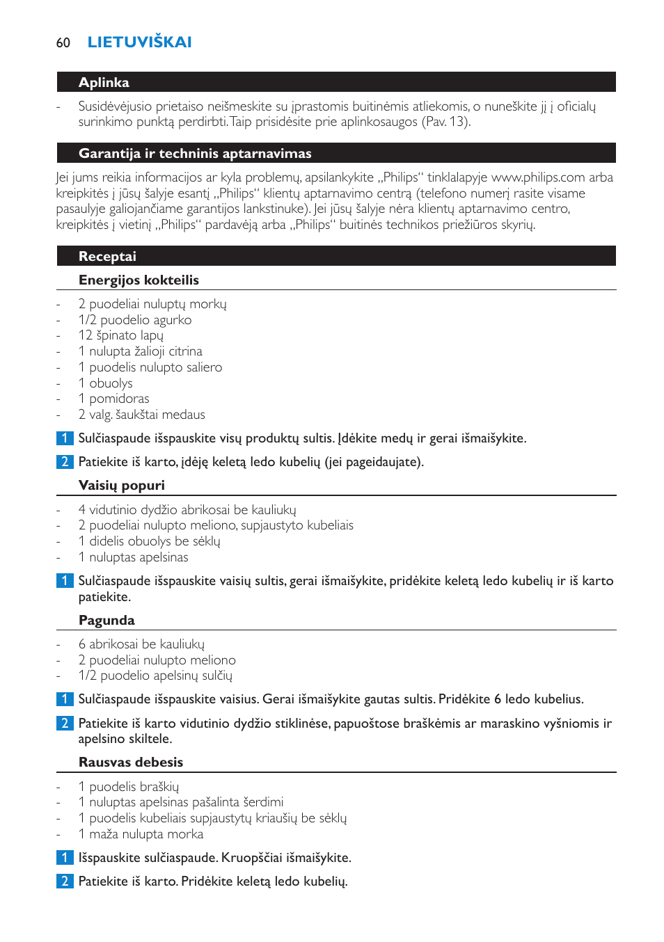 Philips HR1861 User Manual | Page 60 / 124