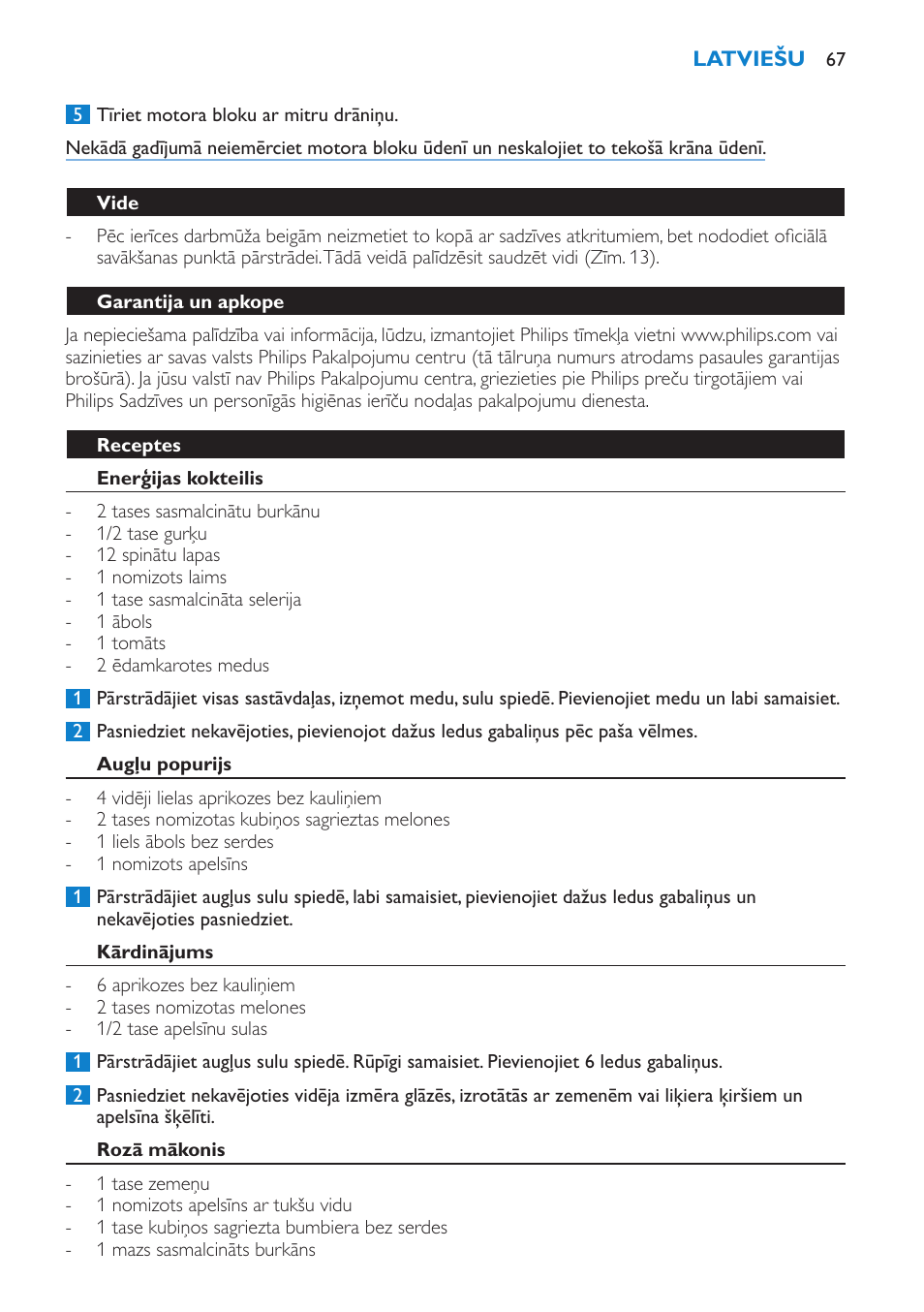 Philips HR1861 User Manual | Page 67 / 124