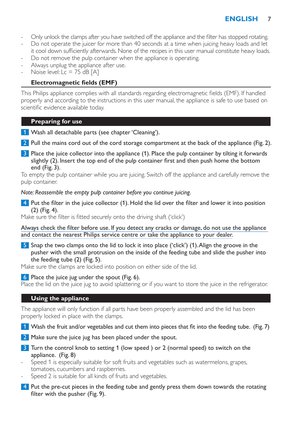 Philips HR1861 User Manual | Page 7 / 124