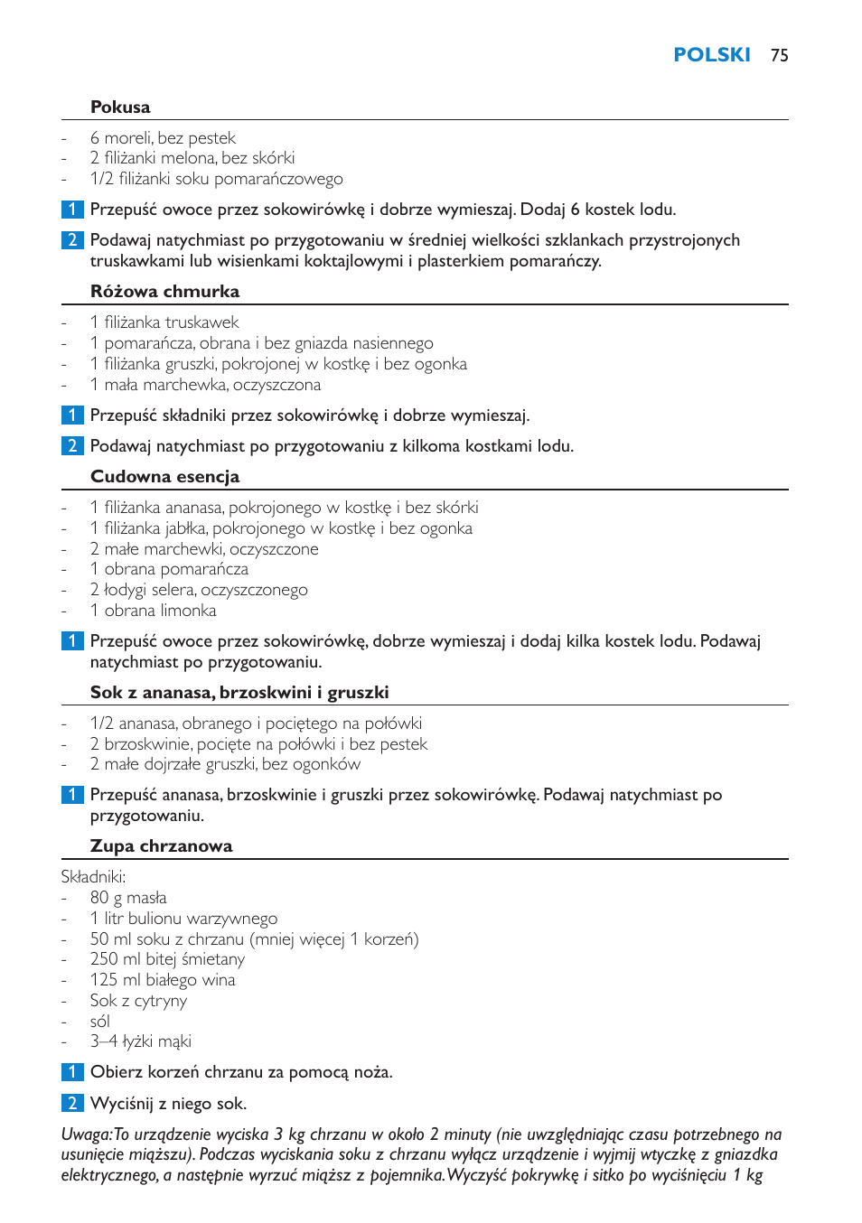 Philips HR1861 User Manual | Page 75 / 124