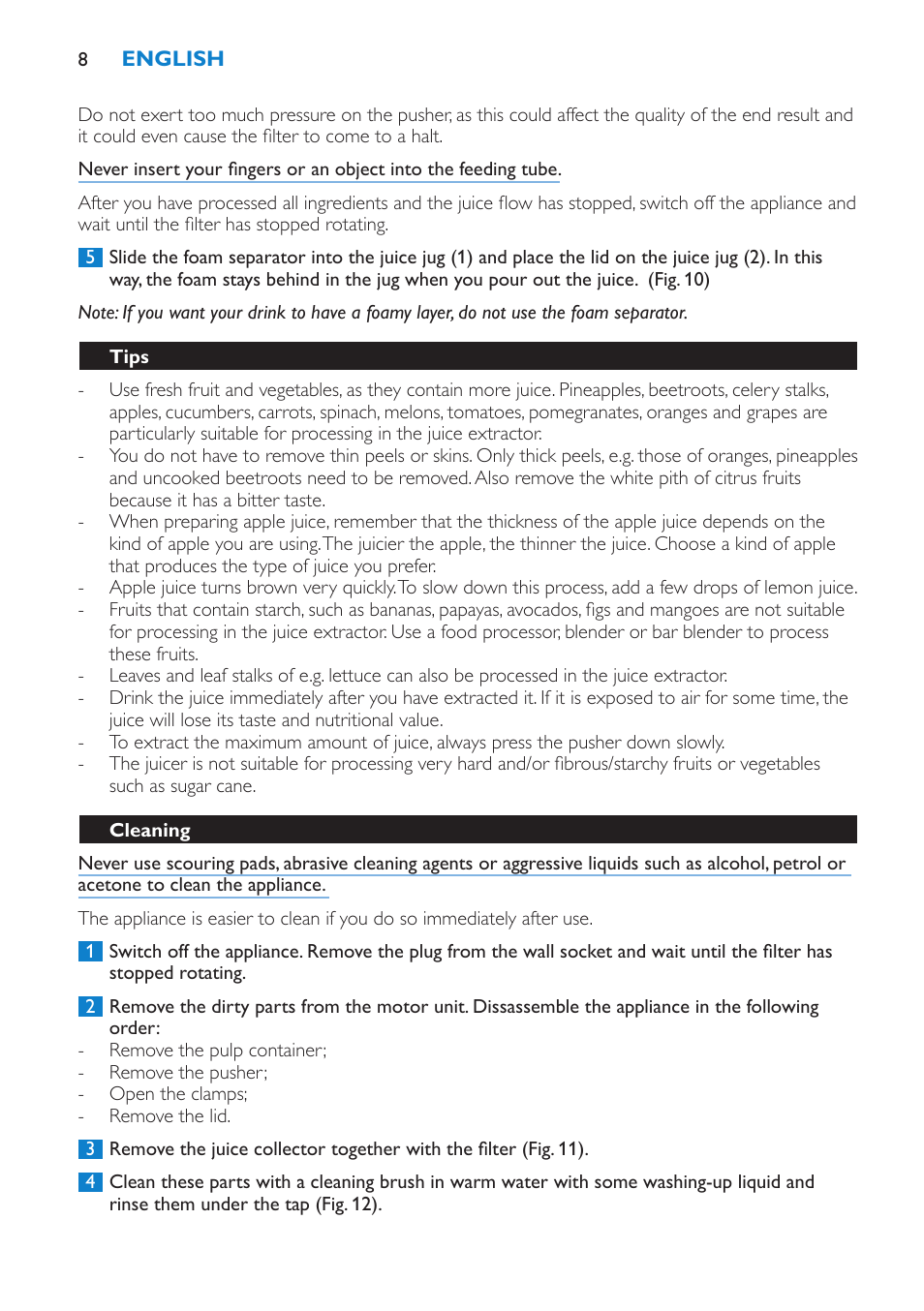 Philips HR1861 User Manual | Page 8 / 124