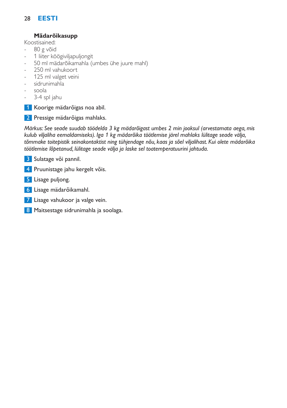 Mädarõikasupp, Veaotsing | Philips HR1851 User Manual | Page 28 / 106
