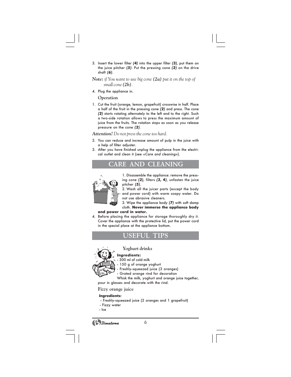 Care and cleaning, Useful tips | Binatone NCJ-7708 User Manual | Page 6 / 26