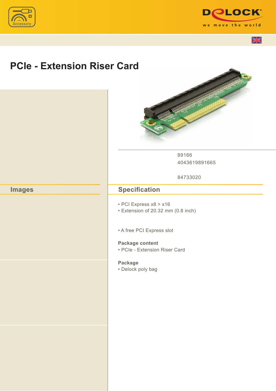 DeLOCK 89166 User Manual | 1 page