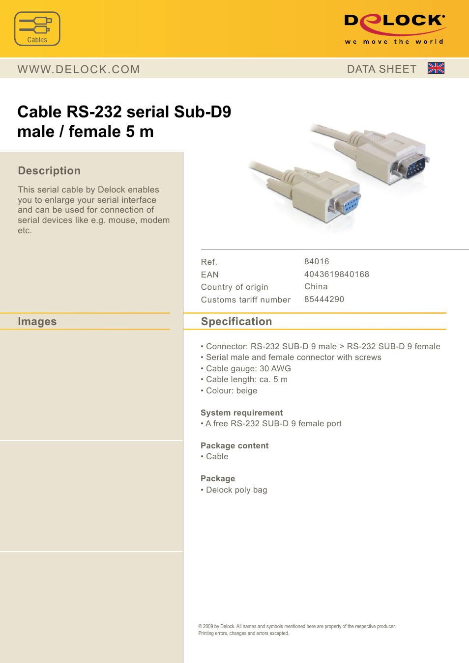 DeLOCK 84016 User Manual | 1 page