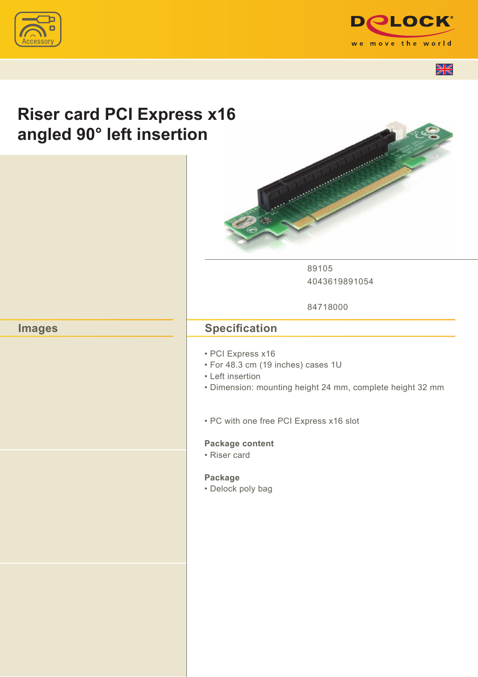 DeLOCK 89105 User Manual | 1 page