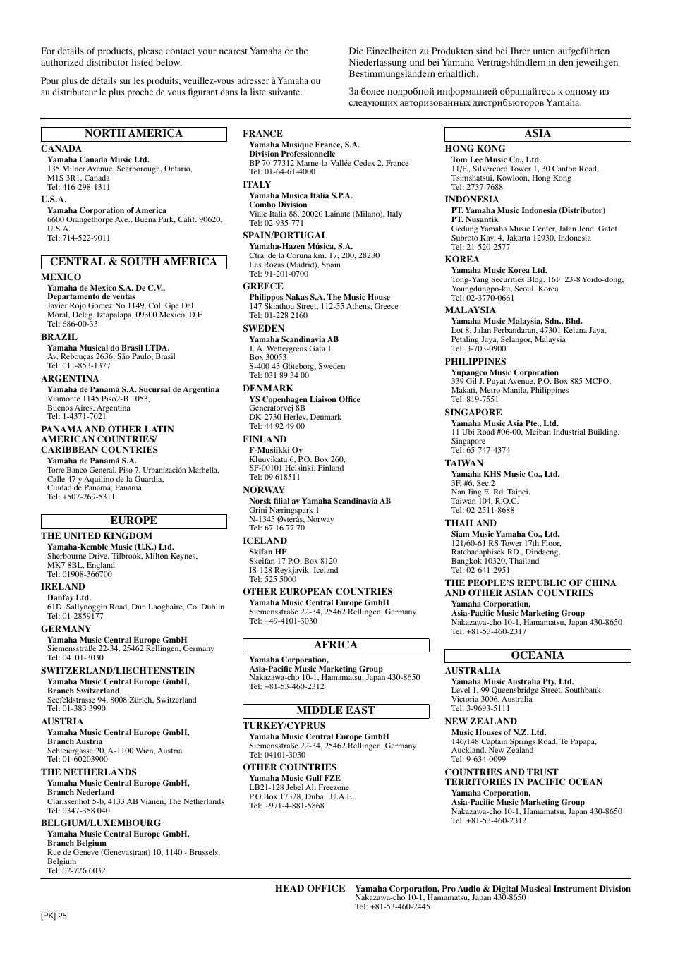 Pk] 25 | Yamaha PSR-2100 User Manual | Page 175 / 176