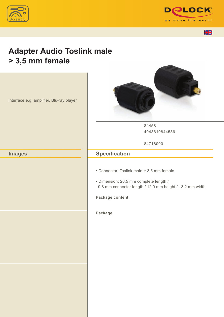 DeLOCK 84458 User Manual | 1 page