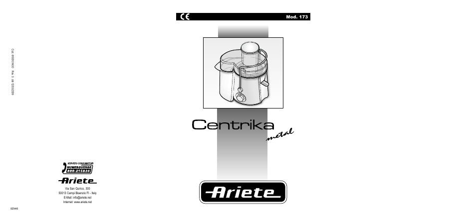 ARIETE Centrica Metal 173 User Manual | 48 pages