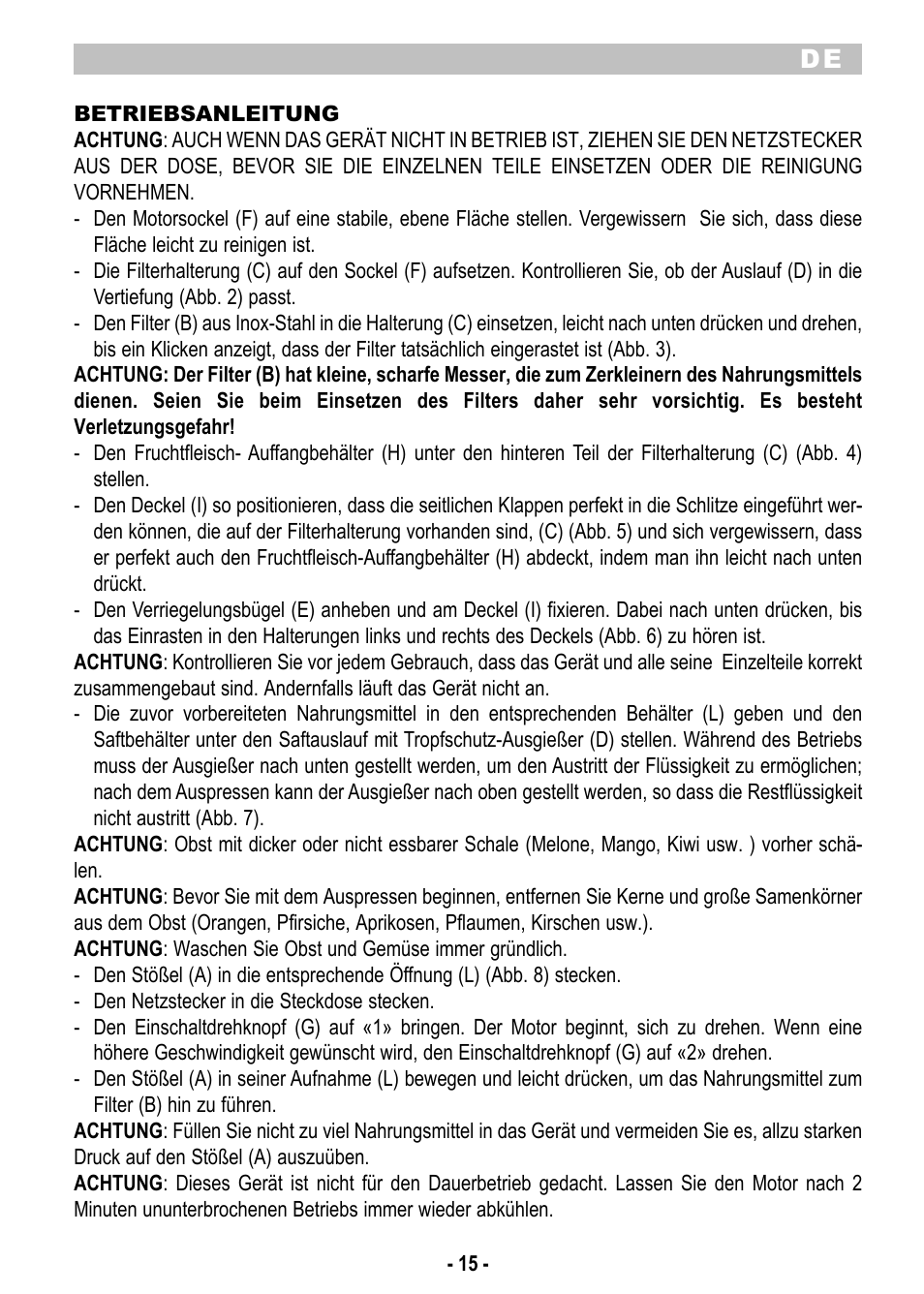 ARIETE Centrica Metal 173 User Manual | Page 17 / 48