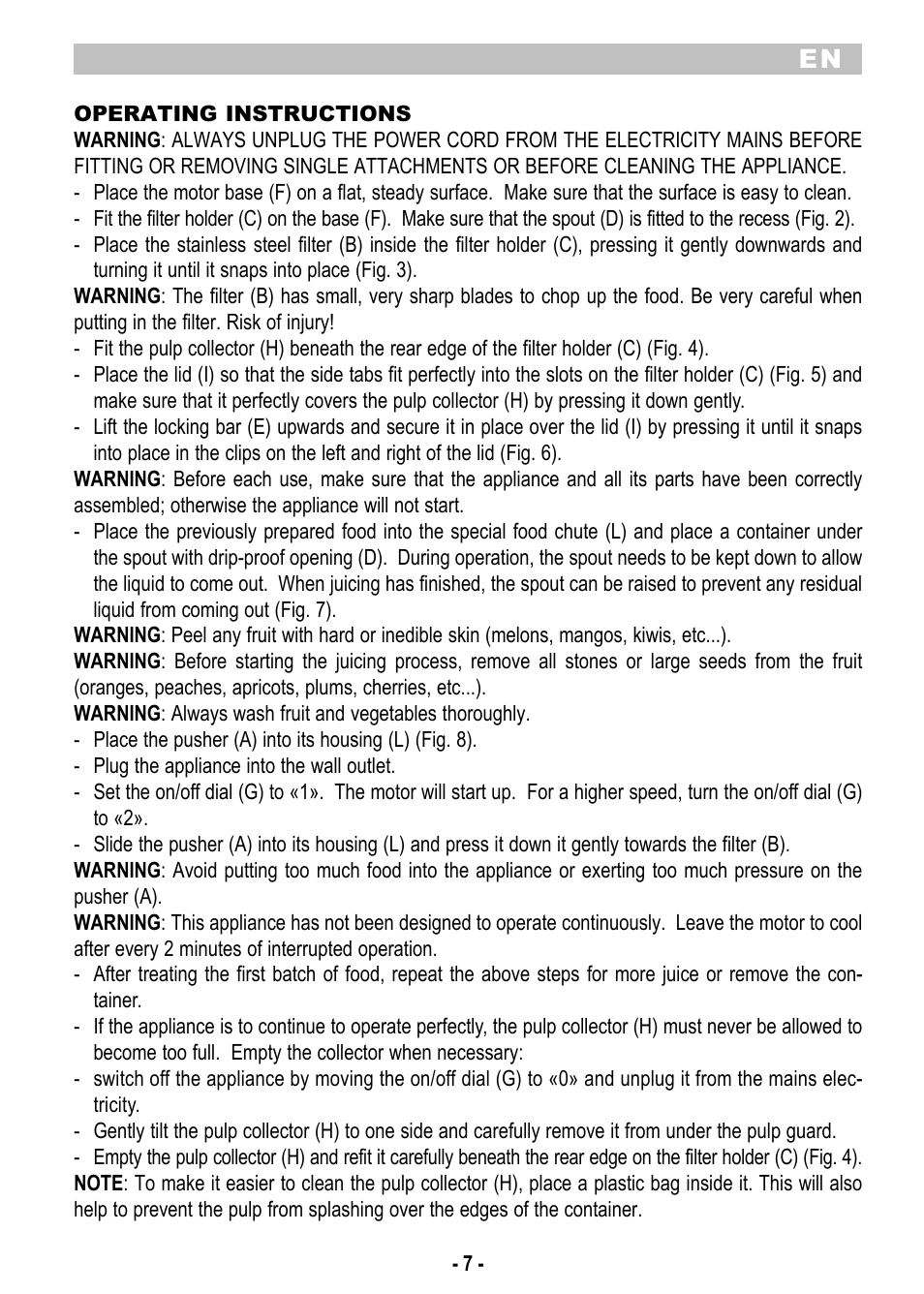 ARIETE Centrica Metal 173 User Manual | Page 9 / 48