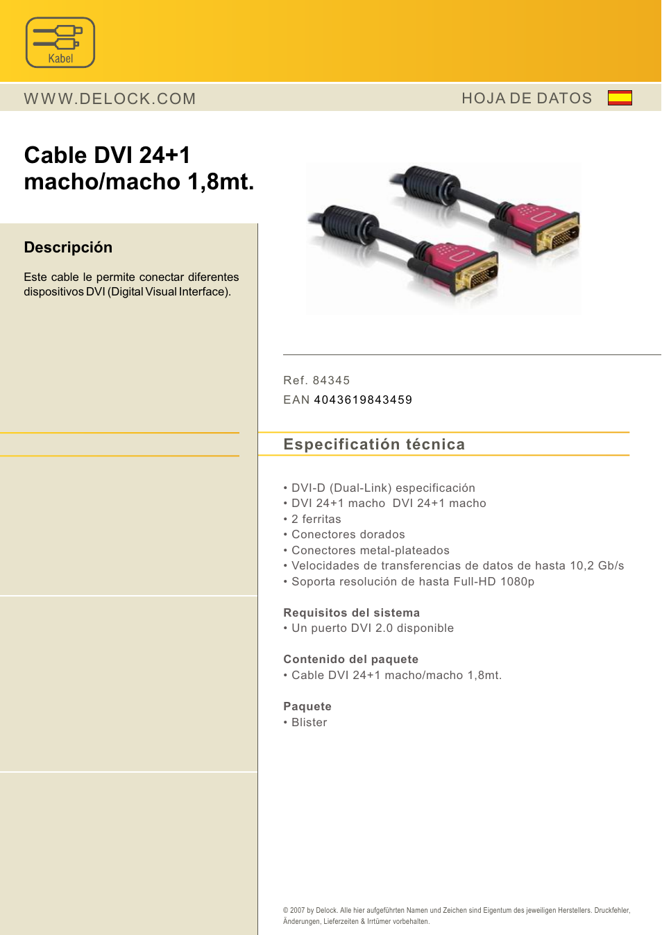 DeLOCK 84345 User Manual | 1 page