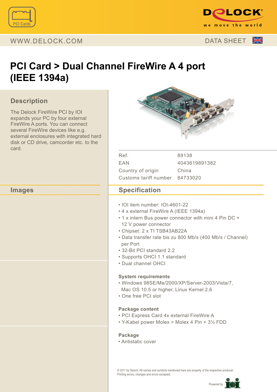 DeLOCK 89138 User Manual | 1 page