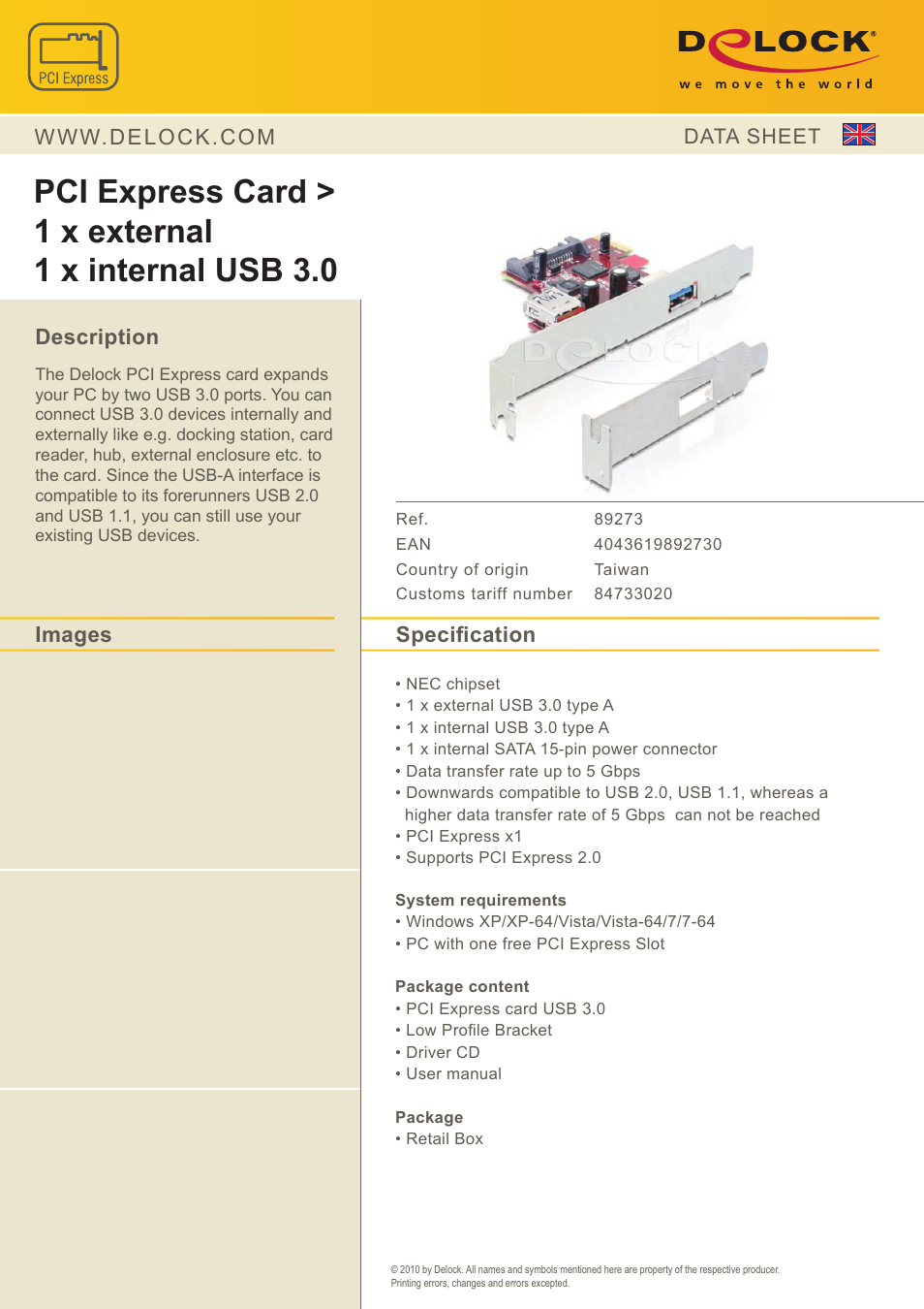 DeLOCK 89273 User Manual | 1 page