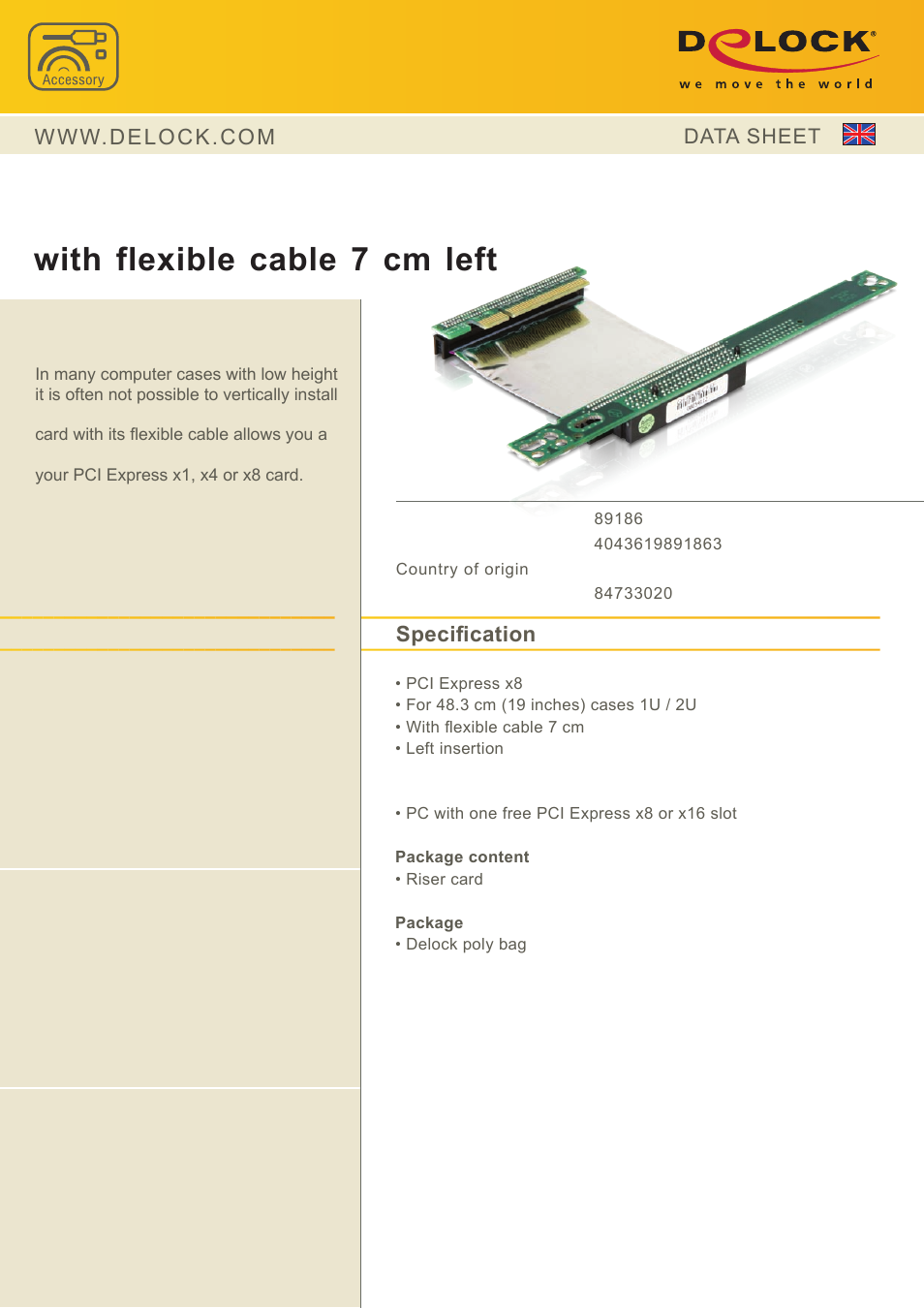 DeLOCK 89186 User Manual | 1 page