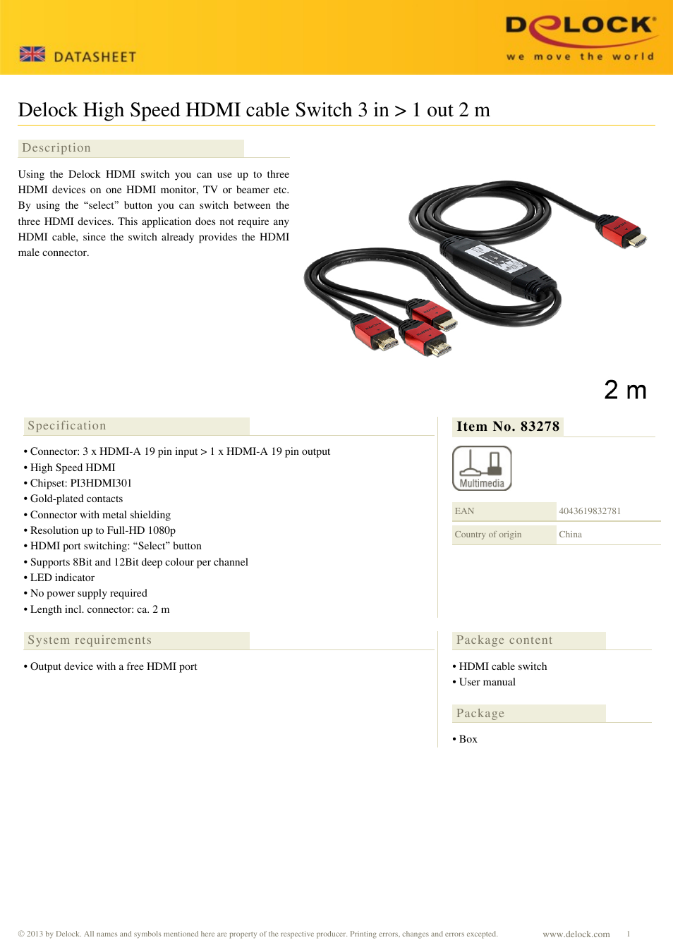 DeLOCK 83278 User Manual | 1 page