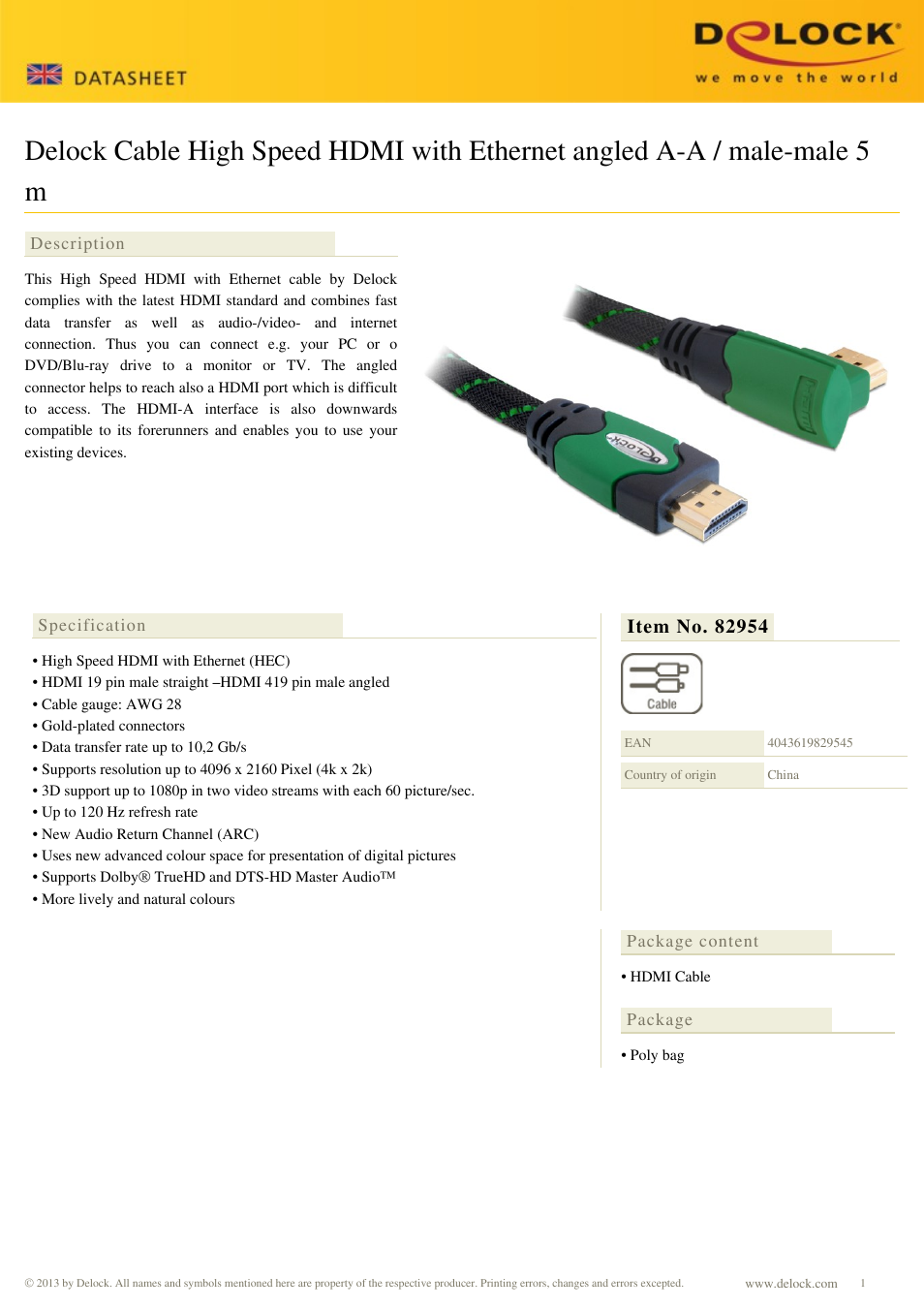 DeLOCK 82954 User Manual | 1 page