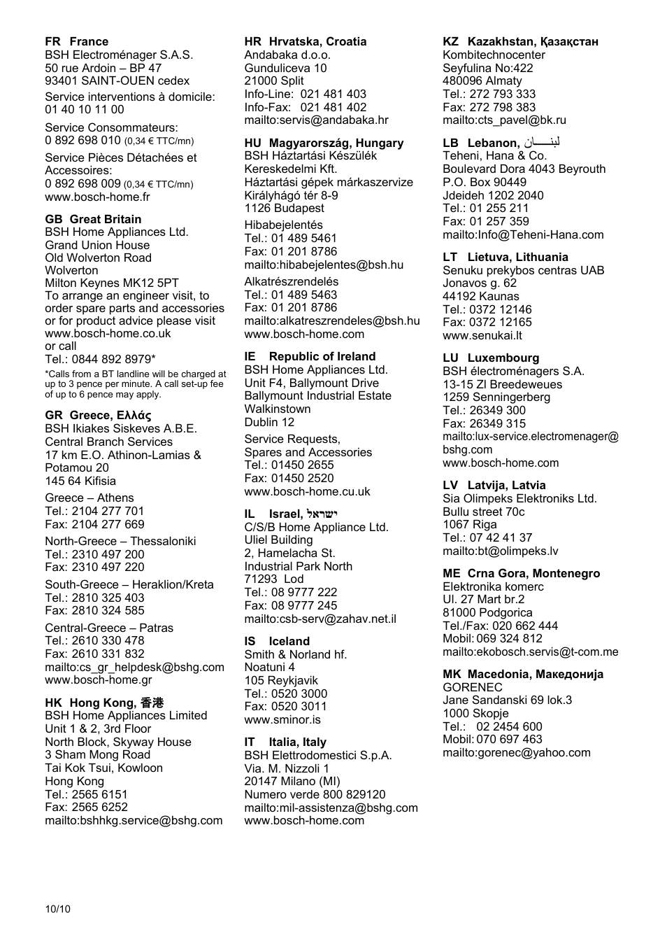 Bosch MES20G0 User Manual | Page 68 / 73