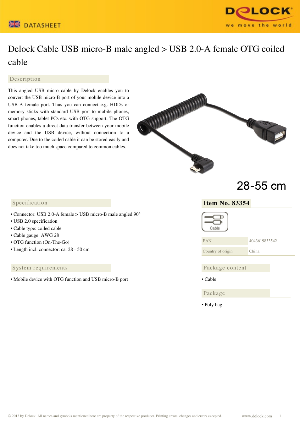 DeLOCK 83354 User Manual | 1 page