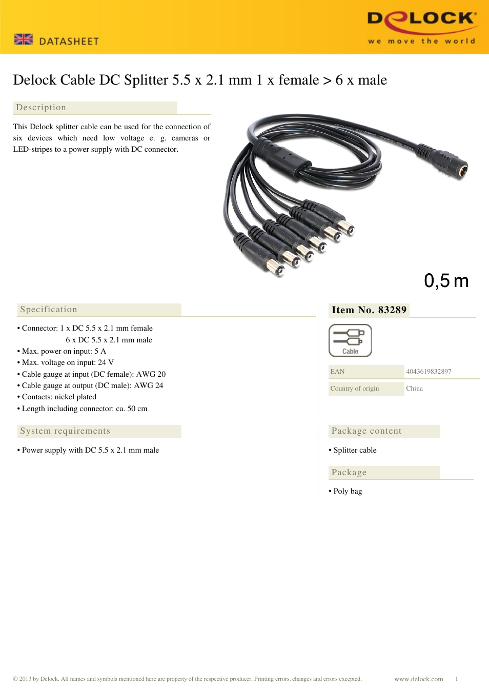 DeLOCK 83289 User Manual | 1 page