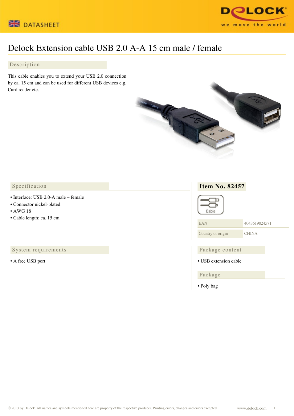 DeLOCK 82457 User Manual | 1 page