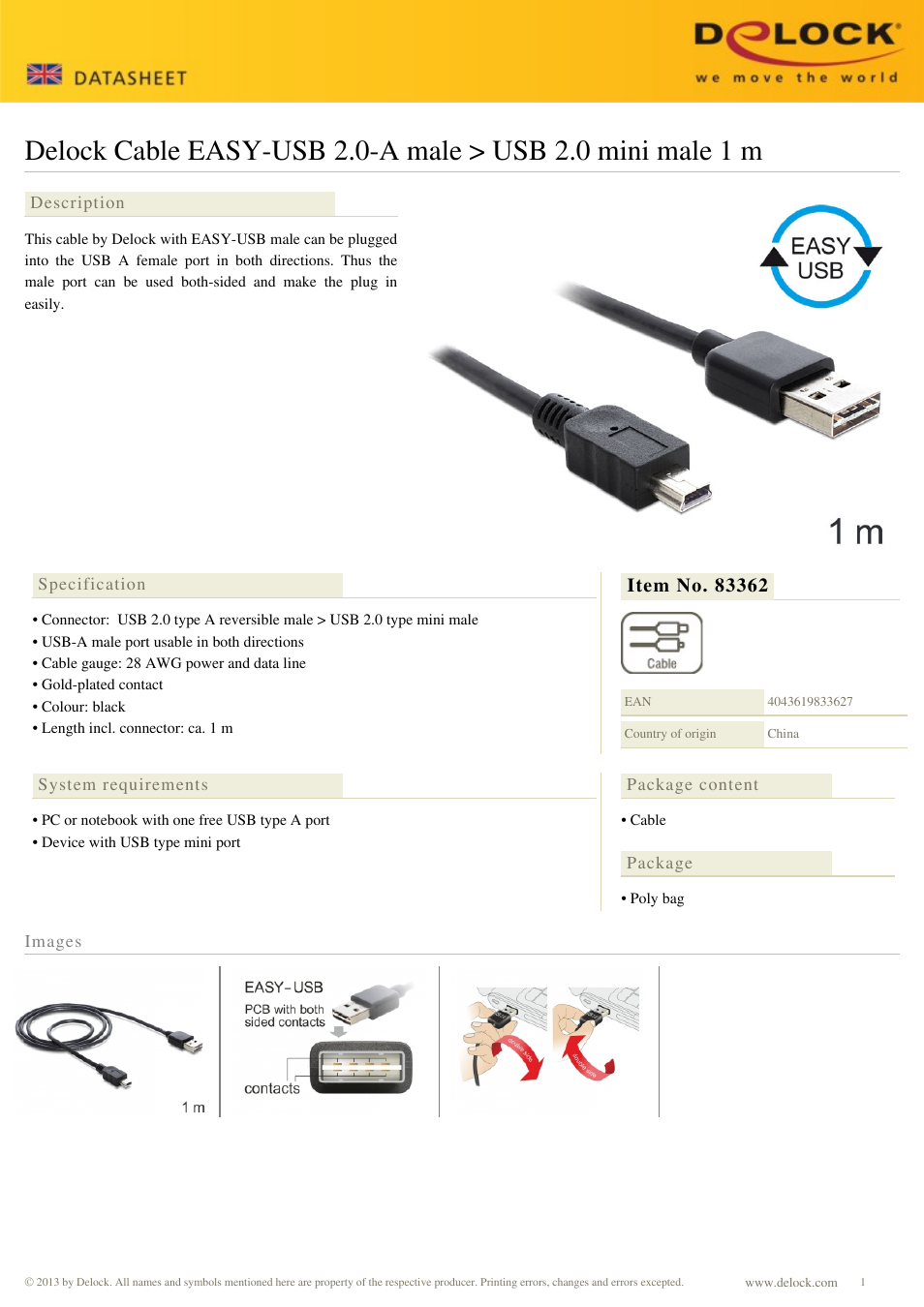 DeLOCK 83362 User Manual | 1 page