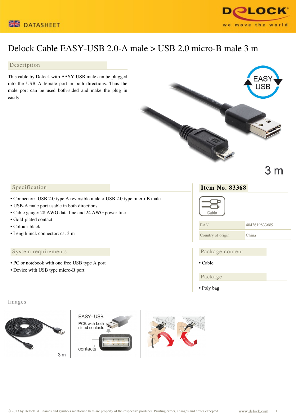 DeLOCK 83368 User Manual | 1 page