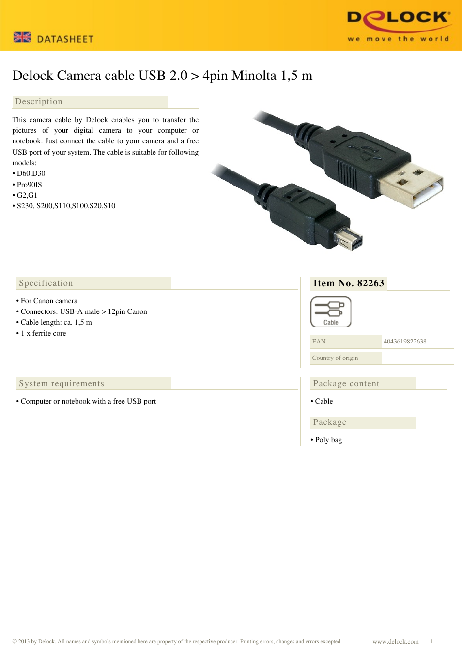 DeLOCK 82263 User Manual | 1 page
