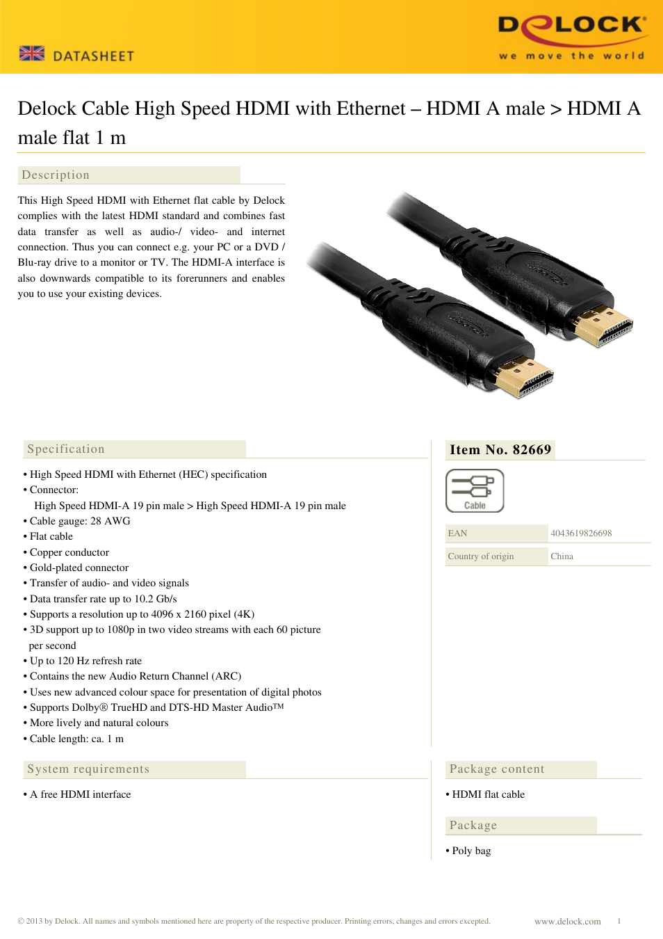 DeLOCK 82669 User Manual | 1 page