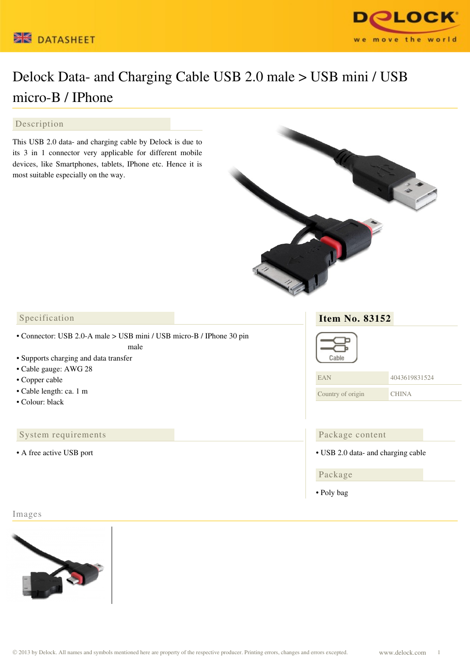 DeLOCK 83152 User Manual | 1 page
