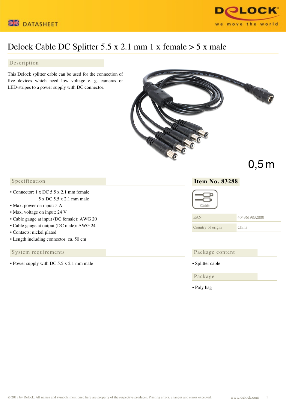 DeLOCK 83288 User Manual | 1 page