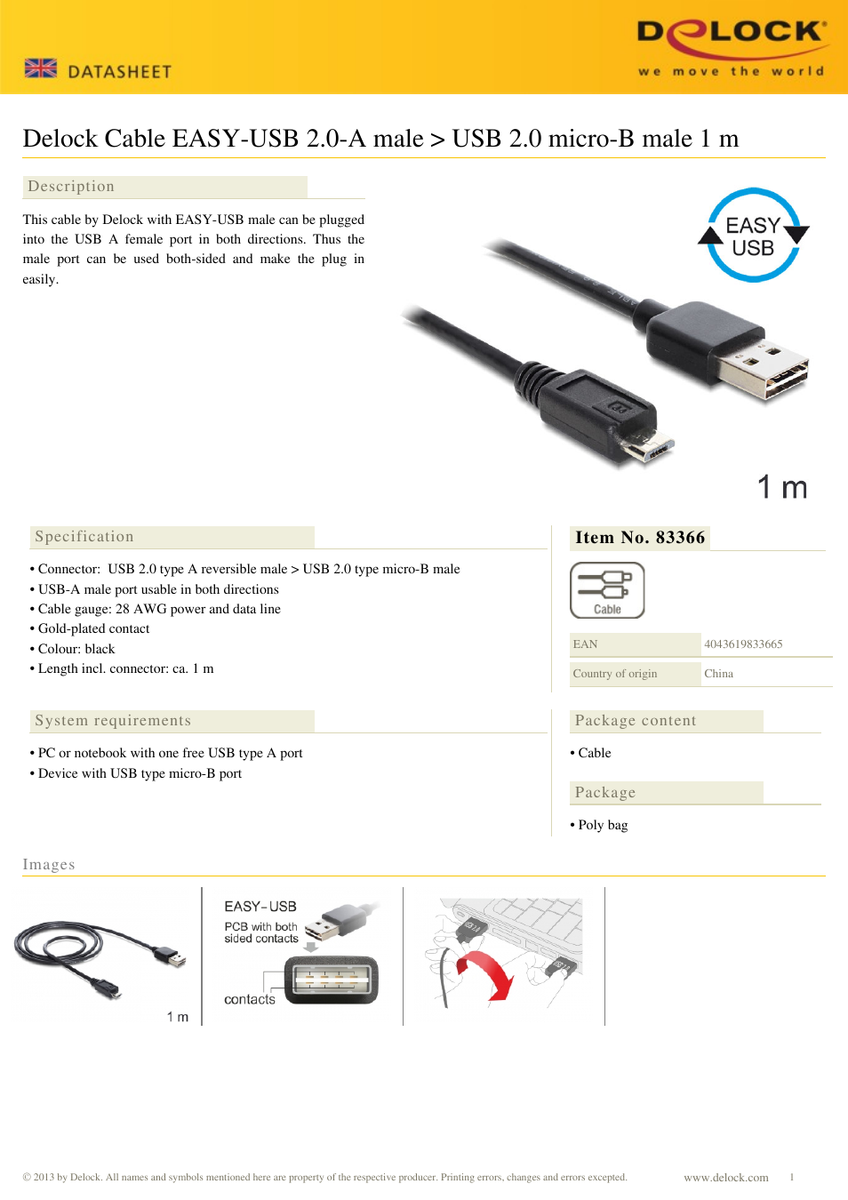 DeLOCK 83366 User Manual | 1 page