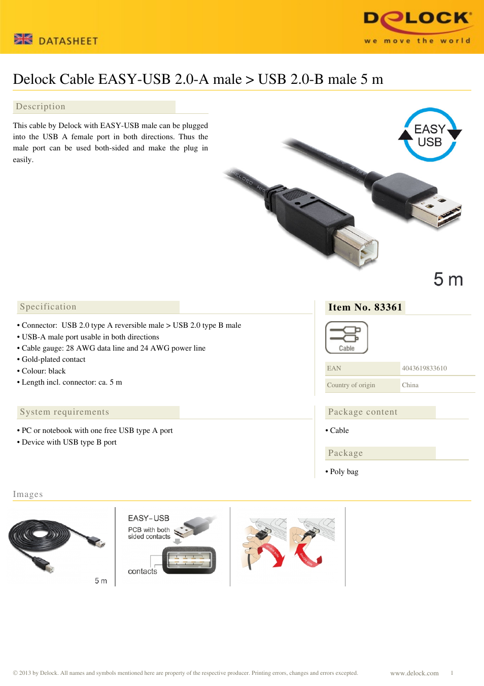 DeLOCK 83361 User Manual | 1 page