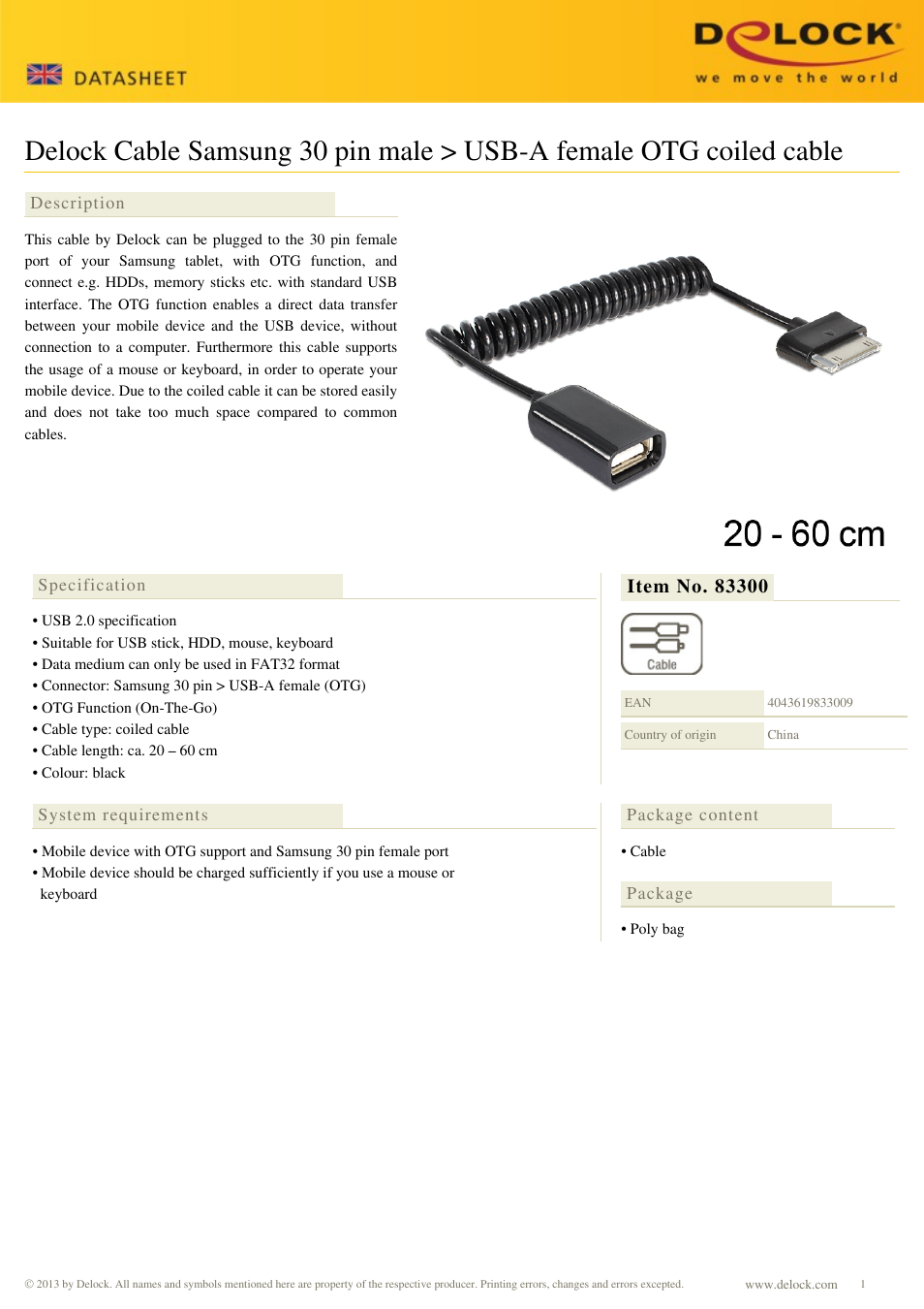 DeLOCK 83300 User Manual | 1 page